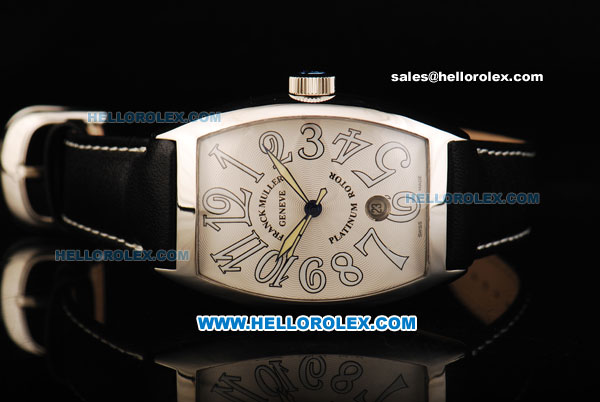 Franck Muller Platinum Rotor Swiss ETA 2824 Automatic Movement Steel Case with White Dial and White Arabic Numerals - Click Image to Close